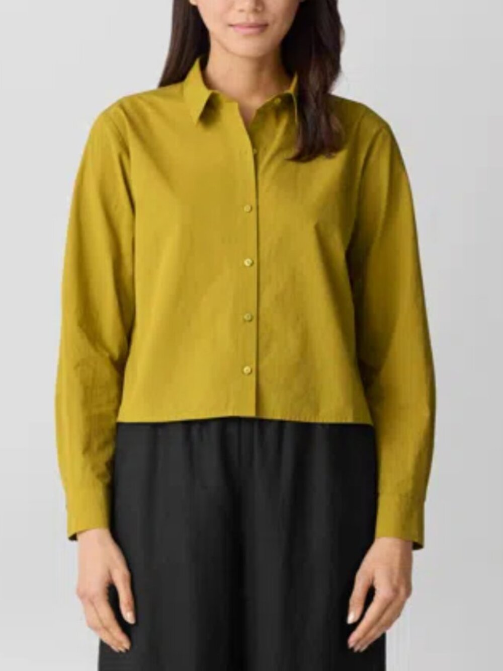 EILEEN FISHER Organic Cotton Poplin Classic Short Shirt Size Large *A76